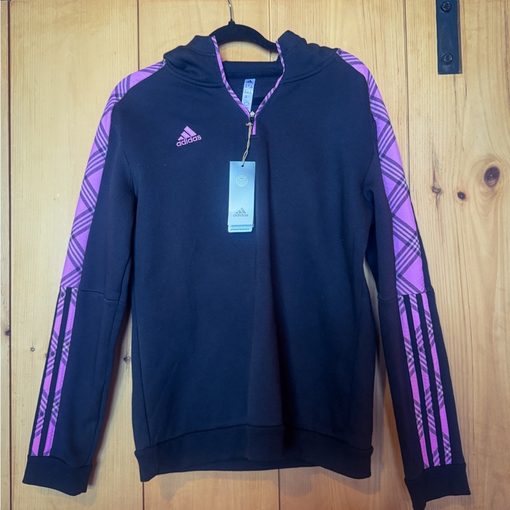 Adidas Black Hoodie with Pink Accents